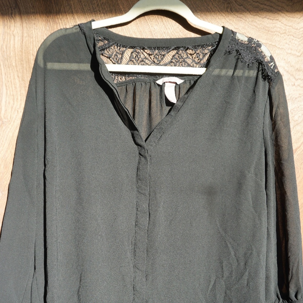 H&M Black Blouse with lace details